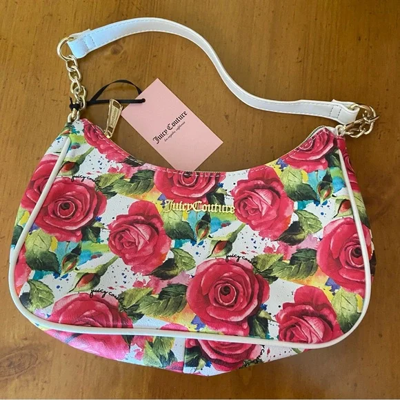 Juicy Couture Bags Juicy Couture Rose Purse Shoulder Nwt Floral Spring Pink White Gold Poshmark